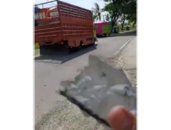 Material Pintu Gerbang Rangas Majene Mulai Berjatuhan, Acaman Bagi Pengguna Jalan