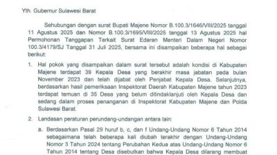 Pengukuhan Mantan Kades: Kemendagri Tegur Halus Pemkab Majene, Minta Gubernur Turun Tangan